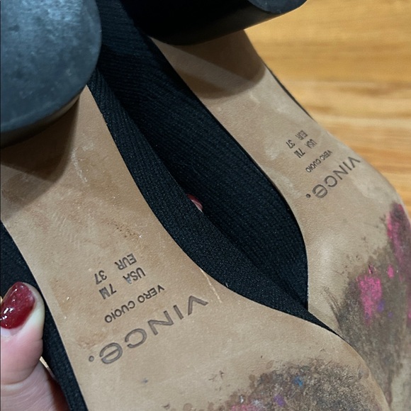 Vince Tasha Round Toe Mid Heel Stretch Knit Sock Boots Black Size 7 - Picture 11 of 12